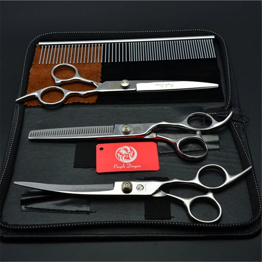 Tijeras de peluquería para perros - Japanese stainless steel pet grooming scissors, cutting scissors, thinning scissors, curved scissors set Z3001