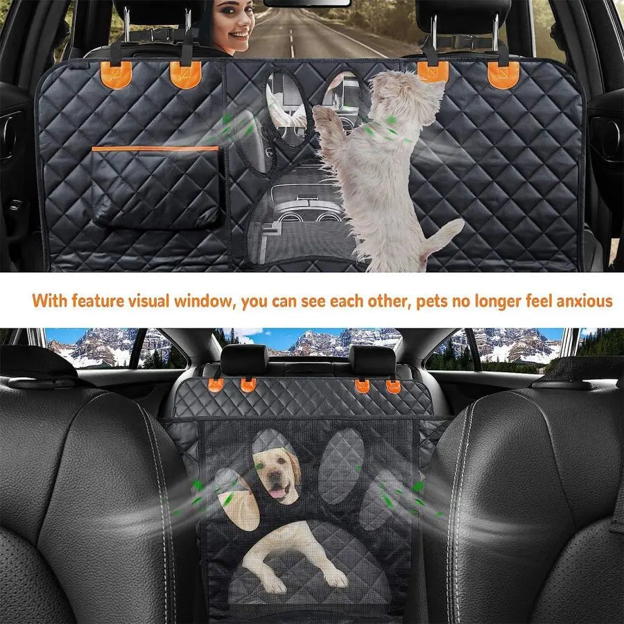 Funda de asiento de coche para perro para asiento trasero.