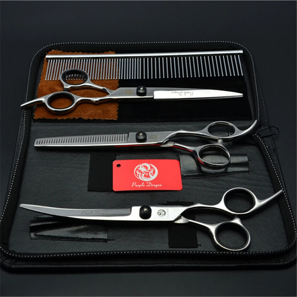 Tijeras de peluquería para perros - Japanese stainless steel pet grooming scissors, cutting scissors, thinning scissors, curved scissors set Z3001
