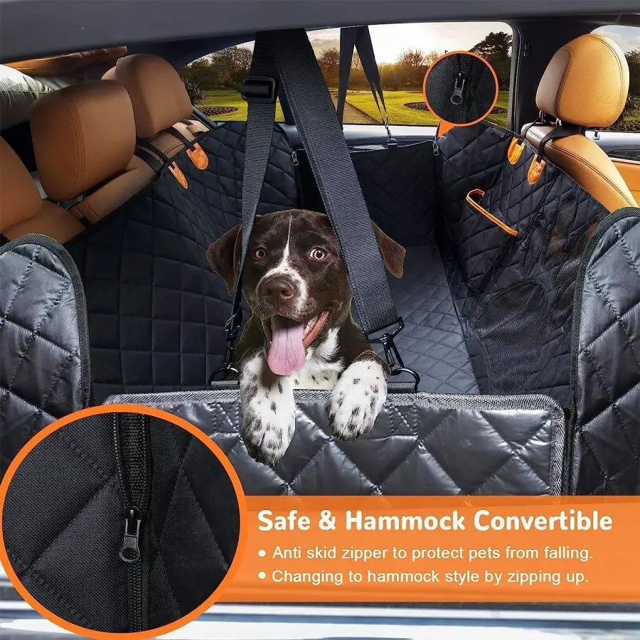 Funda de asiento de coche para perro para asiento trasero.